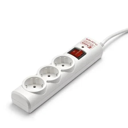 Regleta con interruptor Salicru SPS SAFE 3/ 3 Tomas de corriente/ Cable 1.5m/ Blanca - PixelPlaza