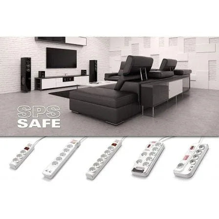 Regleta con interruptor Salicru SPS SAFE 3/ 3 Tomas de corriente/ Cable 1.5m/ Blanca - PixelPlaza