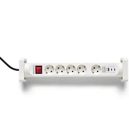 Regleta con interruptor Salicru SAFE 5S+/ 4 Tomas de corriente/ 1 Master/ 2 USB Tipo-C/ 1 USB/ Cable 1.4m/ Blanca - PixelPlaza