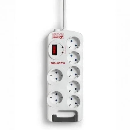 Regleta con interruptor Salicru SAFE 7/ 7 Tomas de corriente/ Cable 1.8m/ Blanca - PixelPlaza