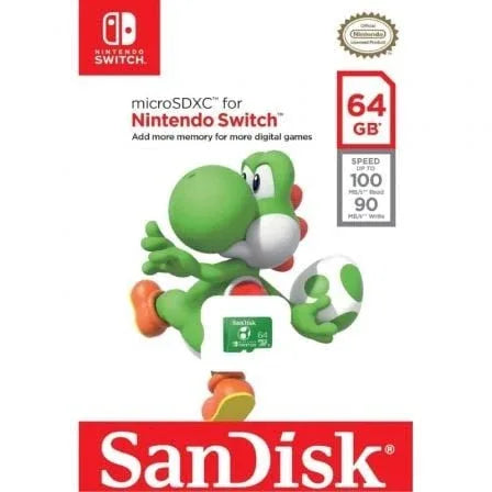 Tarjeta de Memoria SanDisk Nintendo Switch 64GB microSD XC UHS-I/ Clase 10/ 100MBs - PixelPlaza