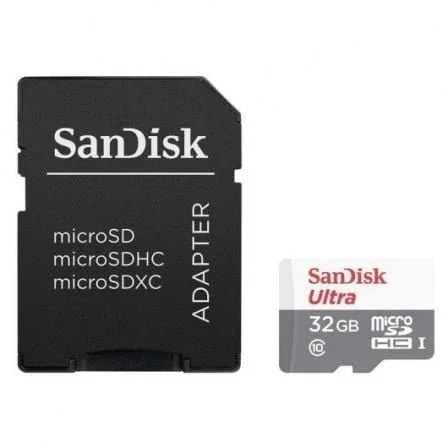 Tarjeta de Memoria SanDisk Ultra 32GB microSD HC con Adaptador/ Clase 10/ 100MB/s - PixelPlaza