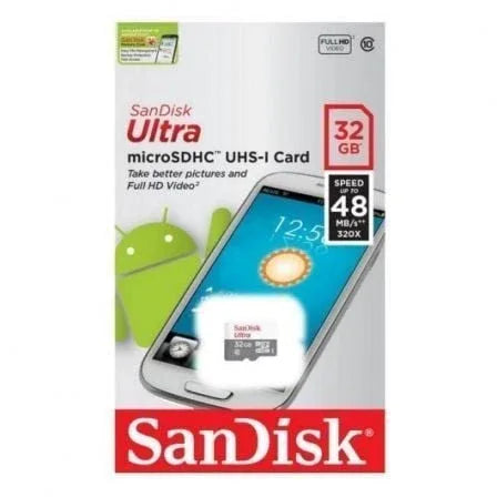 Tarjeta de Memoria SanDisk Ultra 32GB microSD HC con Adaptador/ Clase 10/ 100MB/s - PixelPlaza