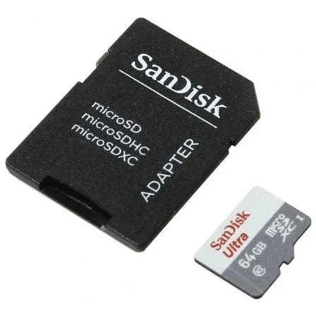 Tarjeta de Memoria SanDisk Ultra 64GB microSD XC con Adaptador/ Clase 10/ 100MB/s - PixelPlaza