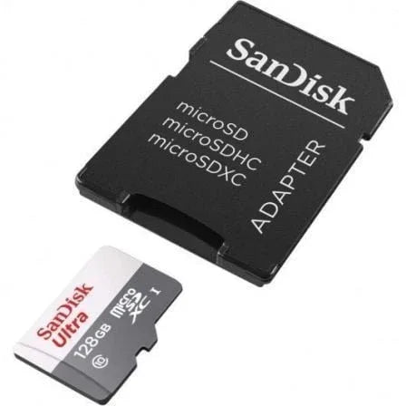 Tarjeta de Memoria SanDisk Ultra 128GB microSD XC con Adaptador/ Clase 10/ 80MB/s - PixelPlaza