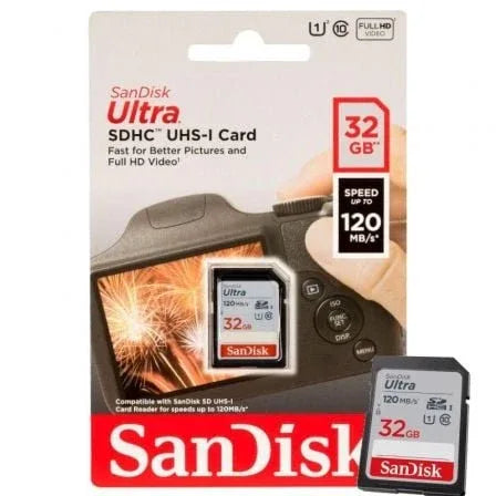 Tarjeta de Memoria SanDisk Ultra 32GB SD HC UHS-I - SDXC/ Clase 10/ 120MBs - PixelPlaza