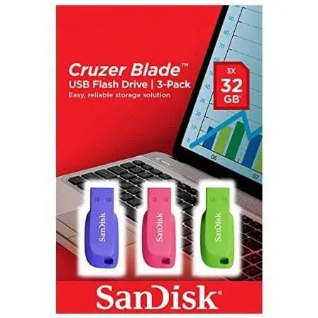 Pendrive 32GB SanDisk Cruzer Blade Pack 3 USB 2.0 - PixelPlaza