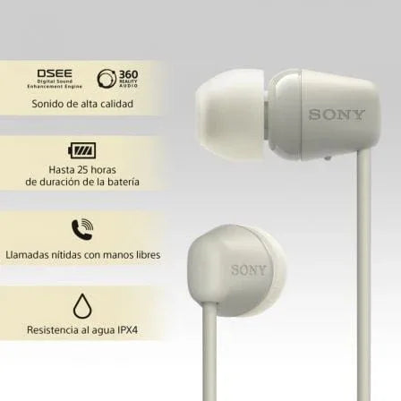 Auriculares Inalámbricos Intrauditivos Sony WI-C100/ con Micrófono/ Bluetooth/ Beige - PixelPlaza