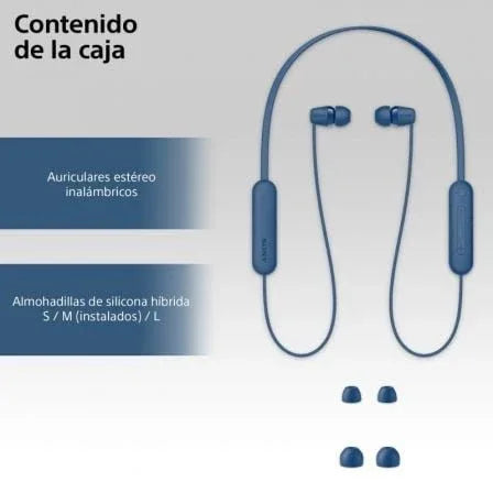Auriculares Inalámbricos Intrauditivos Sony WI-C100/ con Micrófono/ Bluetooth/ Azules - PixelPlaza