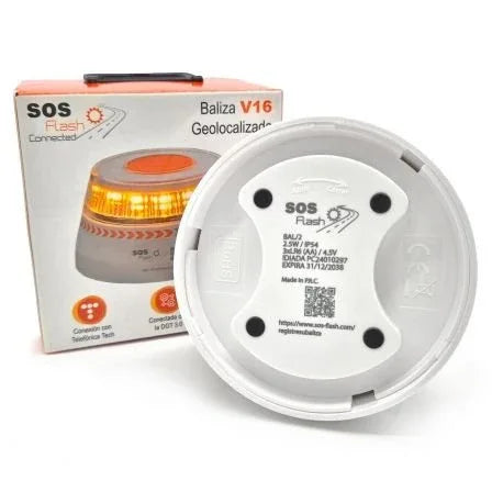 Luz baliza de emergencia para coche SOS Flash V16 Connected IoT BAL/2/ Homologada/ Base Imantada/ Geolocalizable/ Funciona a Pilas - PixelPlaza