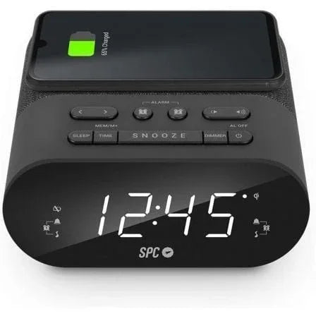 Despertador SPC Frodi QI/ Radio FM/ Base de carga Inalámbrica - PixelPlaza