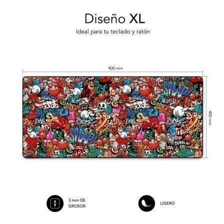 Alfombrilla Subblim 01PUW02 Graffiti XL/ 900 x 400 x 3 mm - PixelPlaza