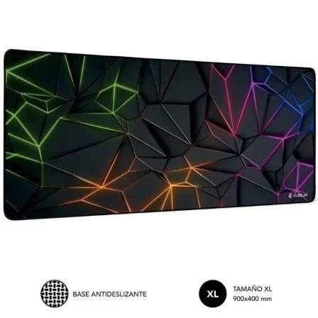 Alfombrilla Subblim Neon Obsidian XL/ 900 x 400 x 3 mm - PixelPlaza