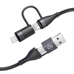 Cable USB 2.0 Tipo-C Subblim Top 4 en 1/ USB Tipo-C Macho - USB Macho/ USB Tipo-C Macho - Lightning Macho/ Hasta 60W/ 480Mbps/ 1m/ Negro - PixelPlaza