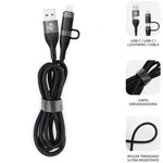 Cable USB 2.0 Tipo-C Subblim Top 4 en 1/ USB Tipo-C Macho - USB Macho/ USB Tipo-C Macho - Lightning Macho/ Hasta 60W/ 480Mbps/ 1m/ Negro - PixelPlaza