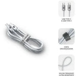 Cable USB 2.0 Tipo-C Subblim Optimus/ USB Tipo-C Macho - USB Tipo-C Macho/ Hasta 60W/ 480Mbps/ 1m/ Blanco - PixelPlaza