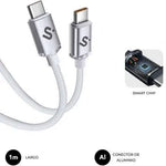 Cable USB 2.0 Tipo-C Subblim Optimus/ USB Tipo-C Macho - USB Tipo-C Macho/ Hasta 60W/ 480Mbps/ 1m/ Blanco - PixelPlaza