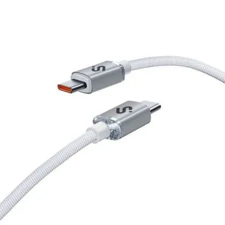 Cable USB 2.0 Tipo-C Subblim Optimus/ USB Tipo-C Macho - USB Tipo-C Macho/ Hasta 60W/ 480Mbps/ 2m/ Blanco - PixelPlaza