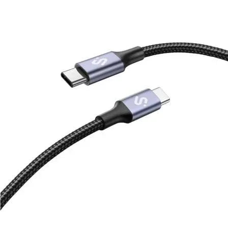 Cable USB 2.0 Tipo-C Subblim Plus/ USB Tipo-C Macho - USB Tipo-C Macho/ Hasta 100W/ 480Mbps/ 2m/ Negro - PixelPlaza