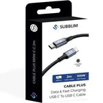 Cable USB 2.0 Tipo-C Subblim Plus/ USB Tipo-C Macho - USB Tipo-C Macho/ Hasta 100W/ 480Mbps/ 2m/ Negro - PixelPlaza