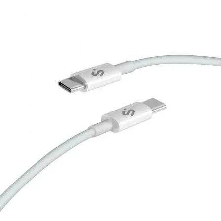 Cable USB 2.0 Tipo-C Subblim Cable Plus/ USB Tipo-C Macho - USB Tipo-C Macho/ Hasta 100W/ 480Mbps/ 2m/ Blanco - PixelPlaza