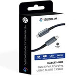 Cable USB 4.0 Tipo-C Subblim Cable High/ USB Tipo-C Macho - USB Tipo-C Macho/ Hasta 240W/ 40Gbps 1.5m/ Negro - PixelPlaza