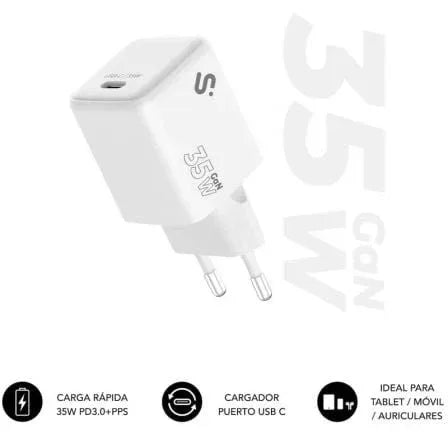 Cargador de Pared GaN Subblim 35W Charger USB C/ 1xUSB Tipo-C/ 35W - PixelPlaza
