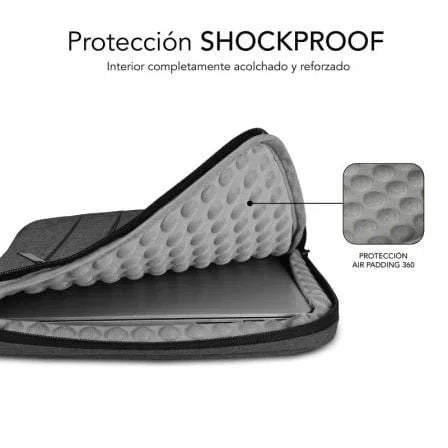 Funda Subblim Air Padding 360 Sleeve para Portátiles hasta 15.6"/ Gris Oscuro - PixelPlaza