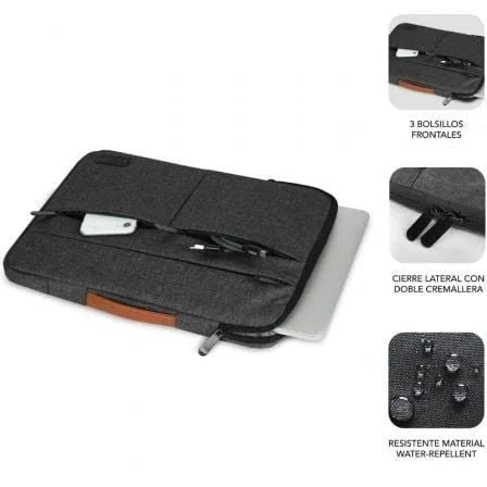 Funda Subblim Air Padding 360 Sleeve para Portátiles hasta 15.6"/ Gris Oscuro - PixelPlaza