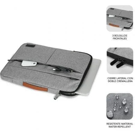 Funda Subblim Air Padding 360 Sleeve para Portátiles hasta 15.6"/ Gris Claro - PixelPlaza