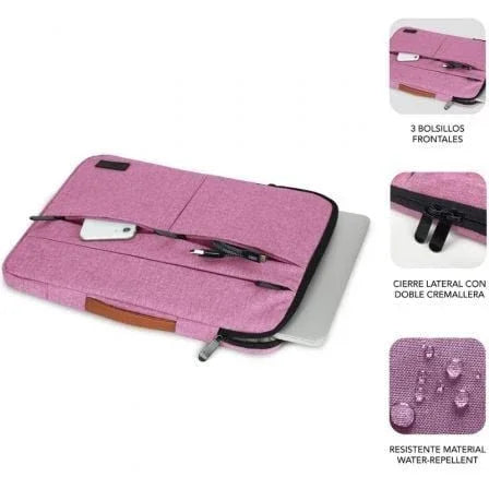 Funda Subblim Air Padding 360 Sleeve para Portátiles hasta 15.6"/ Rosa - PixelPlaza