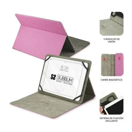 Funda Subblim Clever Stand para Tablets de 9"-10.1"/ Rosa - PixelPlaza