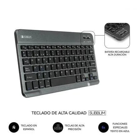 Funda con Teclado Subblim Keytab Pro Bluetooth para Tablets de 10.1"-10.8"/ Roja - PixelPlaza