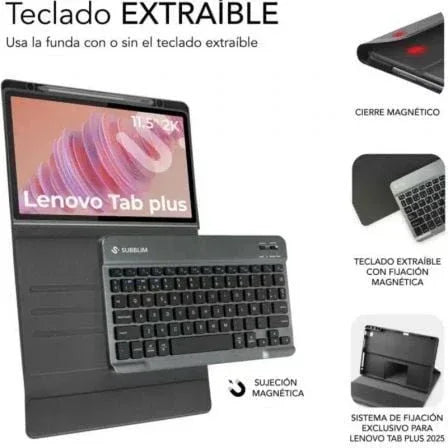 Funda con Teclado Subblim Keytab Pro BT Lenovo Tab 2025 11.5"/ Negra - PixelPlaza