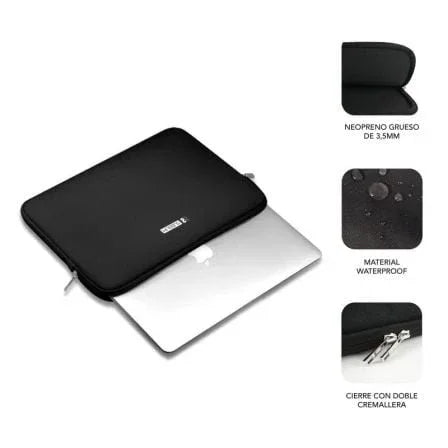 Funda Subblim Business Laptop Sleeve Neoprene V2 para Portátiles hasta 15.6"/ Negra - PixelPlaza