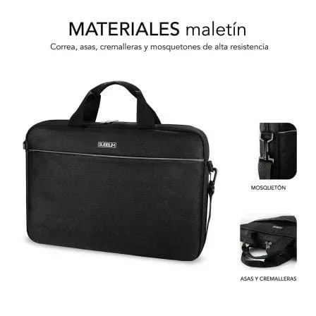 Maletín + Ratón Subblim Select Pack para Portátiles hasta 15.6"/ Cinta para Trolley/ Negro - PixelPlaza