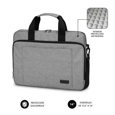 Maletín Subblim Air Padding Laptop Bag para Portátiles hasta 14"/ Cinta para Trolley/ Gris - PixelPlaza