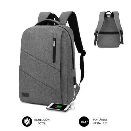 Mochila Subblim City Backpack para Portátiles hasta 15.6"/ Puerto USB/ Gris - PixelPlaza