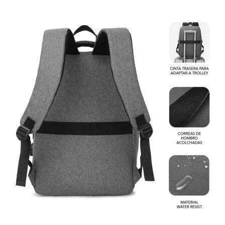 Mochila Subblim City Backpack para Portátiles hasta 15.6"/ Puerto USB/ Gris - PixelPlaza