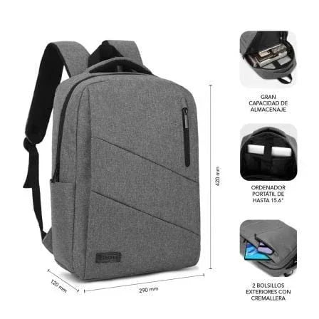 Mochila Subblim City Backpack para Portátiles hasta 15.6"/ Puerto USB/ Gris - PixelPlaza