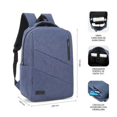 Mochila Subblim City Backpack para Portátiles hasta 15.6"/ Puerto USB/ Azul - PixelPlaza