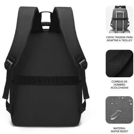 Mochila Subblim City Backpack para Portátiles hasta 15.6"/ Puerto USB/ Negra - PixelPlaza
