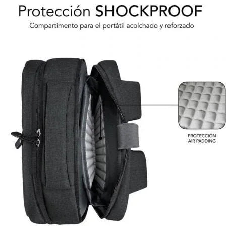 Mochila Subblim Traveller Airpadding Backpack para Portátiles hasta 15.6"/ Puerto USB/ Gris - PixelPlaza
