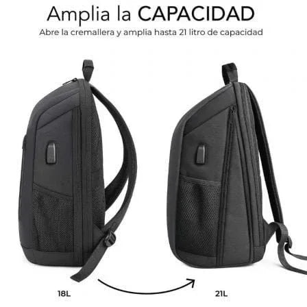 Mochila Subblim Xpand Air Padding Backpack para Portátiles hasta 15.6"/ Puerto USB/ Negro - PixelPlaza