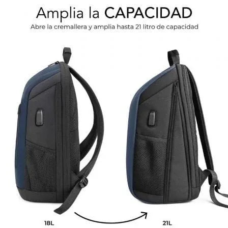 Mochila Subblim Xpand Air Padding Backpack para Portátiles hasta 15.6"/ Puerto USB/ Azul - PixelPlaza