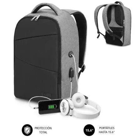 Mochila Subblim Secure V2 AP para Portátiles hasta 15.6"/ Puerto USB/ Antirrobo/ Gris - PixelPlaza
