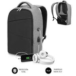 Mochila Subblim Secure V2 AP para Portátiles hasta 15.6"/ Puerto USB/ Antirrobo/ Gris - PixelPlaza