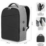 Mochila Subblim Secure V2 AP para Portátiles hasta 15.6"/ Puerto USB/ Antirrobo/ Gris - PixelPlaza