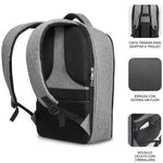 Mochila Subblim Secure V2 AP para Portátiles hasta 15.6"/ Puerto USB/ Antirrobo/ Gris - PixelPlaza