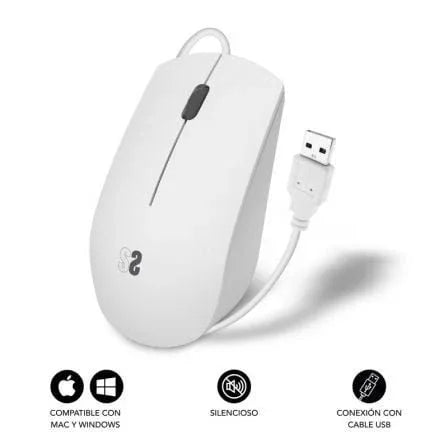 Ratón Subblim Business Silencioso/ Hasta 1200 DPI/ Blanco - PixelPlaza